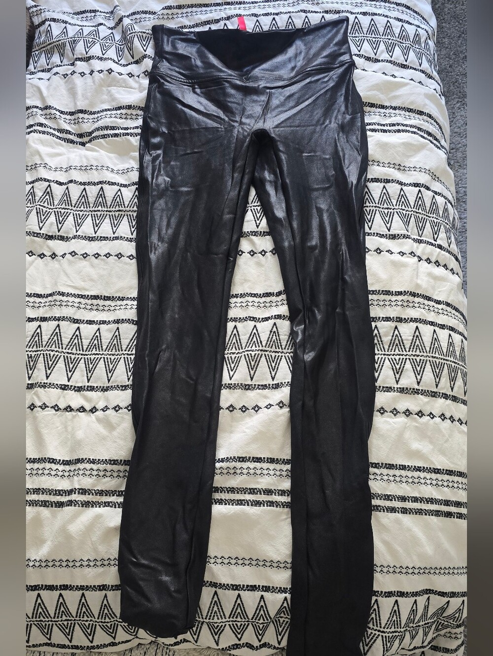Spanx Shiny Black Faux Leather Leggings